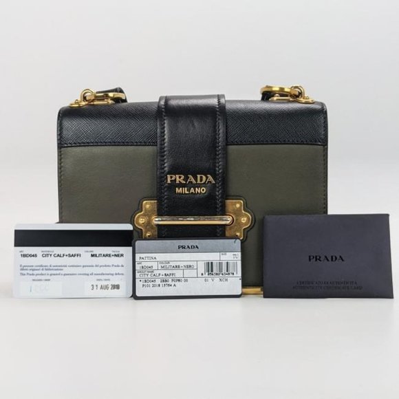 SOLD Prada Cahier Medium Militare Green Crossbody Bag - Picture 9 of 10